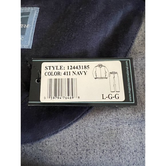 Majestic International Velour Track Suit Jacket Top Navy Red White Zipper NWT - Picture 6 of 13